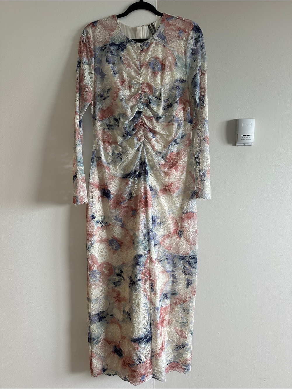 Anthropologie Lace Midi Dress in Cream, Pink & Blue